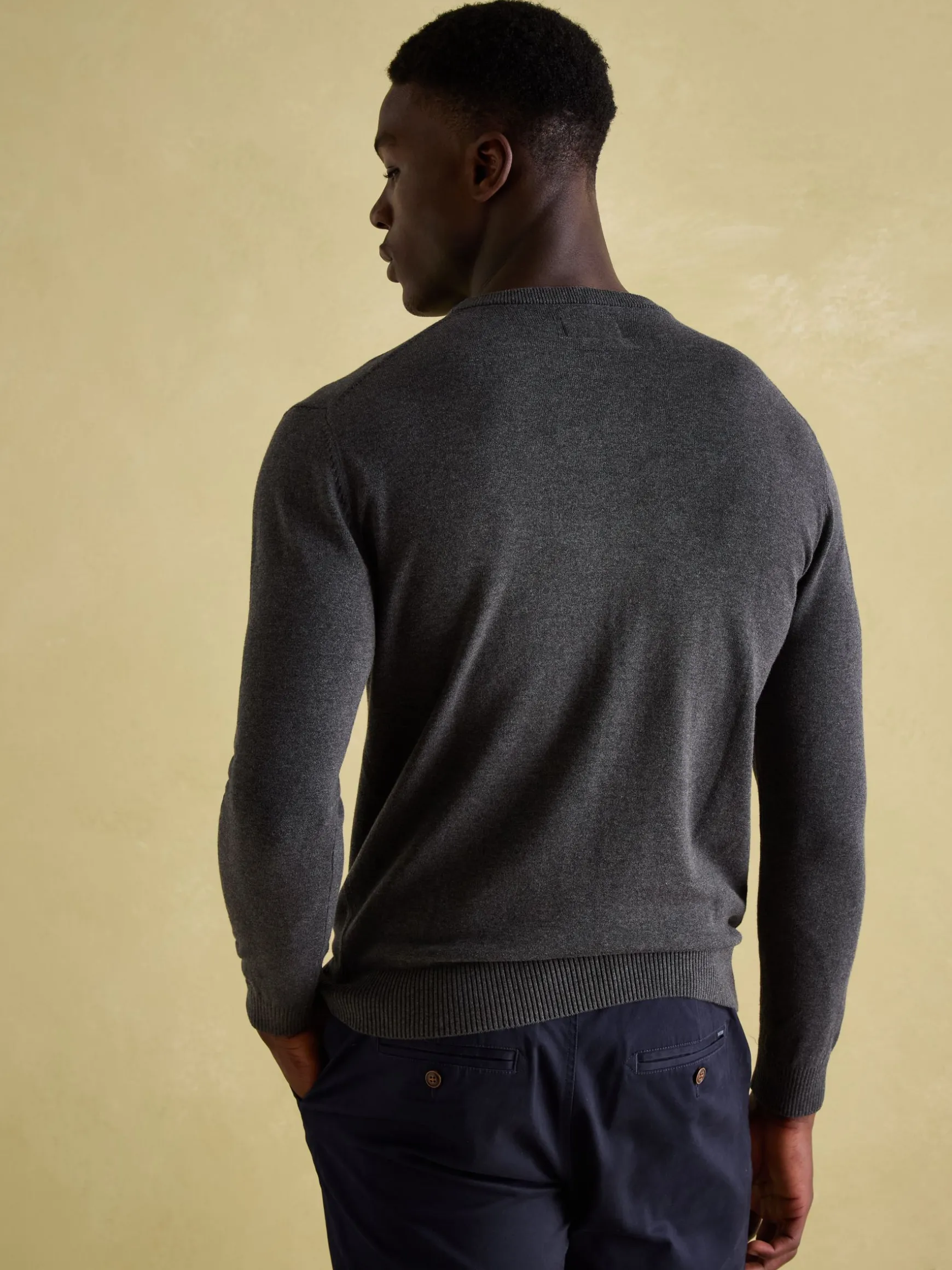 Jarvis Charcoal Grey Crew Neck Knitted Jumper