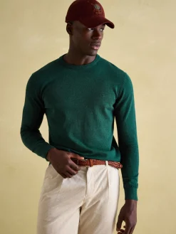 Jarvis Dark Green Crew Neck Knitted Jumper