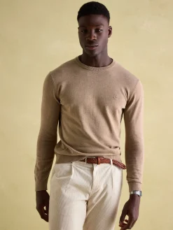 Jarvis Light Brown Crew Neck Knitted Jumper