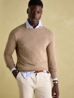 Jarvis Light Brown Crew Neck Knitted Jumper