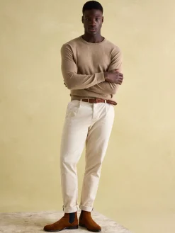 Jarvis Light Brown Crew Neck Knitted Jumper