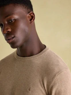 Jarvis Light Brown Crew Neck Knitted Jumper