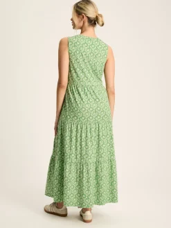 Jayne Green Jersey Tiered Dress