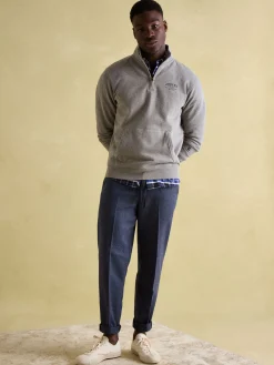 Jenkins Grey Marl Quarter Zip Graphic Sweatshirt