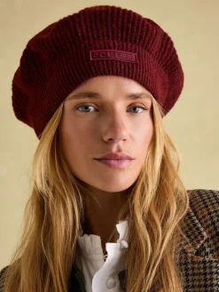 Joelle Burgundy Red Knitted Beret
