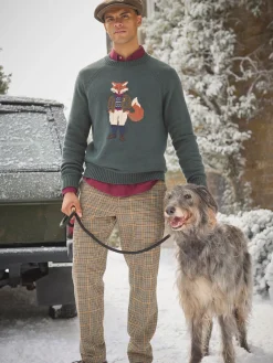 Jonty Green Intarsia Crew Knit Jumper