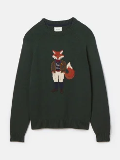 Jonty Green Intarsia Crew Knit Jumper