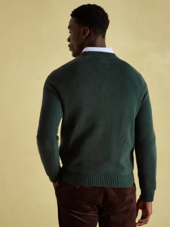 Jonty Green Intarsia Crew Knit Jumper
