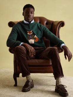 Jonty Green Intarsia Crew Knit Jumper