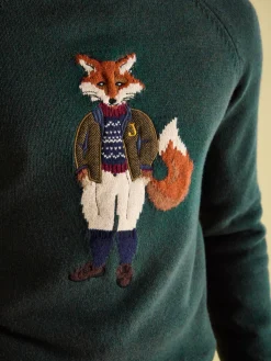 Jonty Green Intarsia Crew Knit Jumper