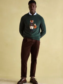 Jonty Green Intarsia Crew Knit Jumper
