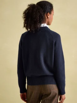 Jonty Navy Blue Intarsia Fox Knit Jumper