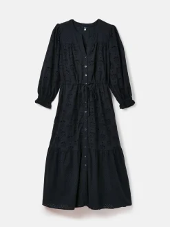 Juliana Navy Blue Broderie Dress