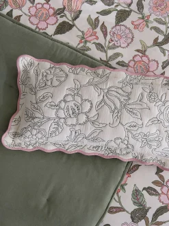 Juliette Cream 100% Cotton Scalloped Embroidered Cushion