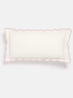 Juliette Cream 100% Cotton Scalloped Embroidered Cushion