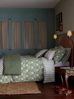 Juliette Stamp Green 100% Cotton Bedding Set