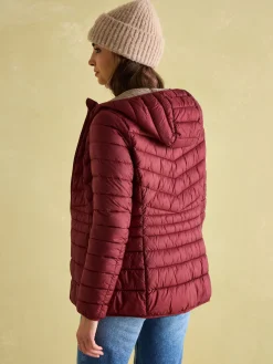 Kenley Dark Red Showerproof Padded Coat with Hood