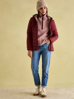 Kenley Dark Red Showerproof Padded Coat with Hood