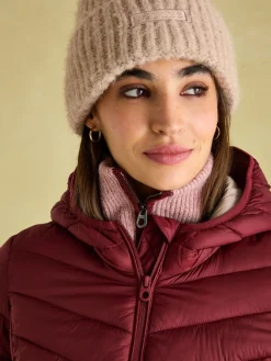 Kenley Dark Red Showerproof Padded Coat with Hood