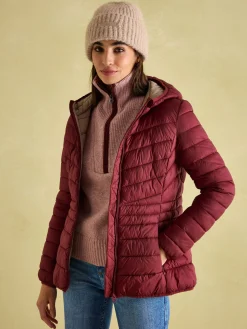 Kenley Dark Red Showerproof Padded Coat with Hood