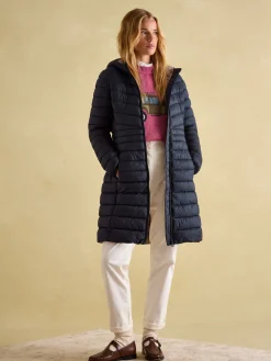 Kenley Navy Showerproof Long Padded Coat with Hood