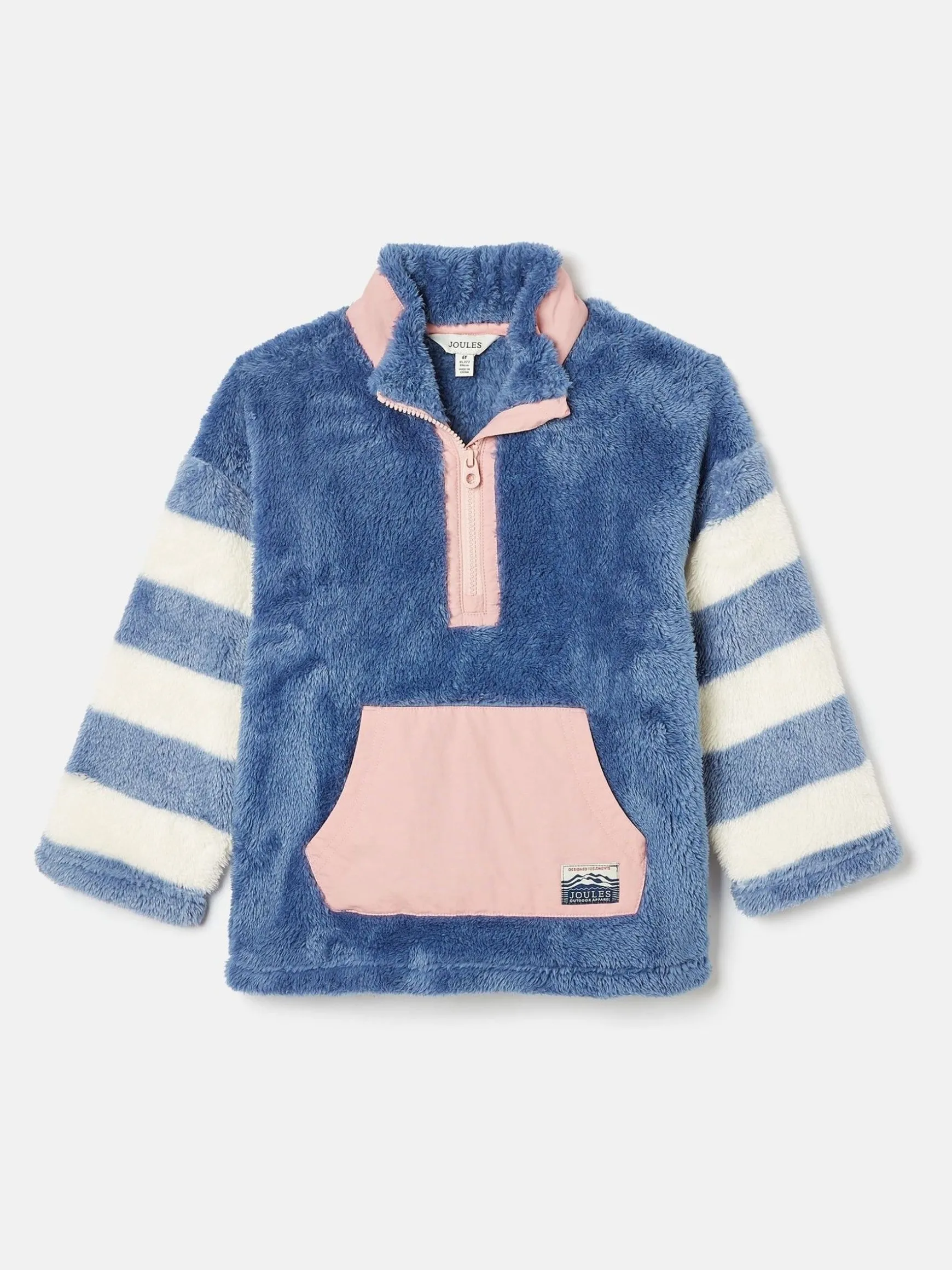 Kids' Always Cosy Blue Colourblock Quarter Zip Borg Fleece