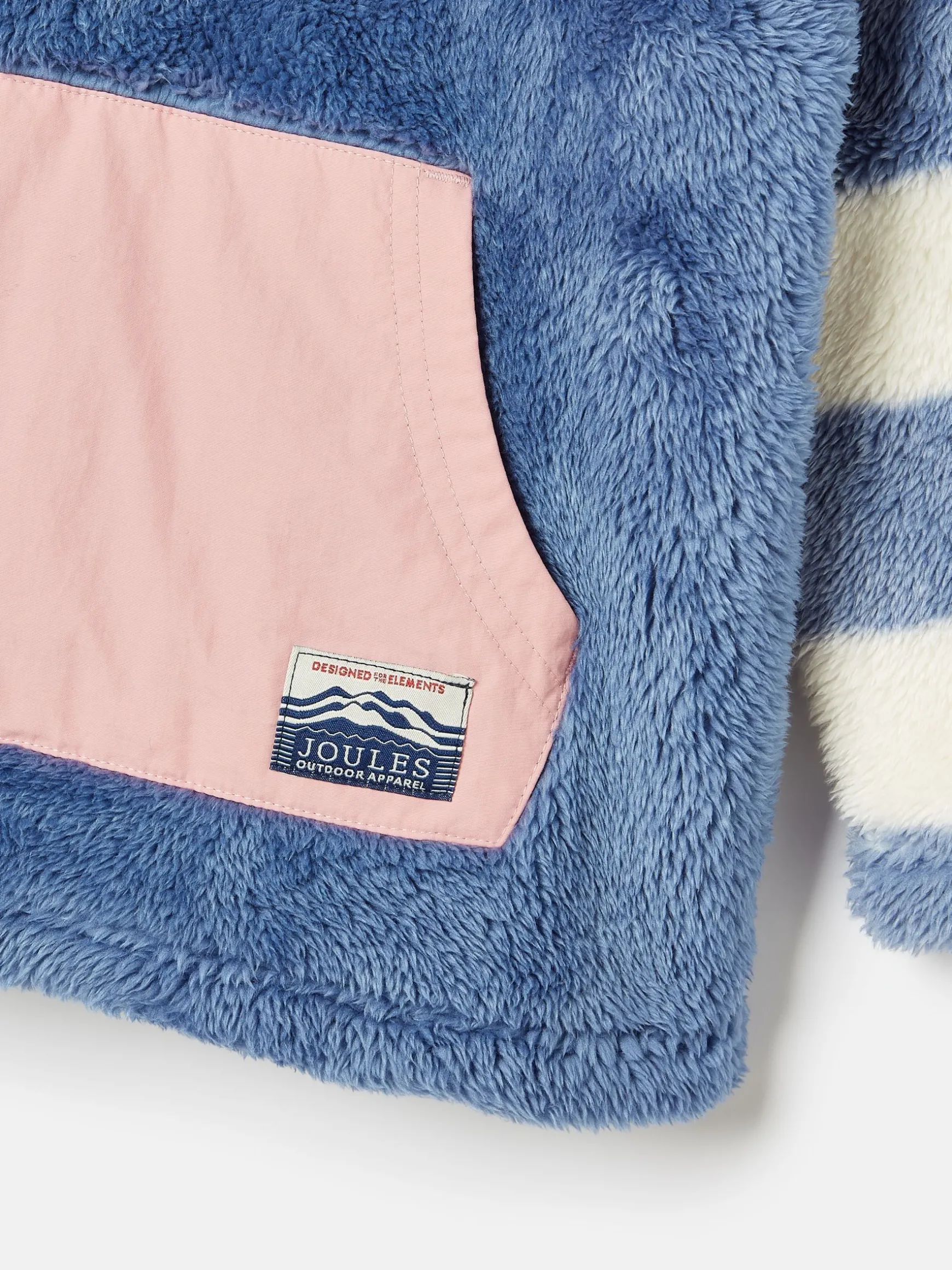 Kids' Always Cosy Blue Colourblock Quarter Zip Borg Fleece