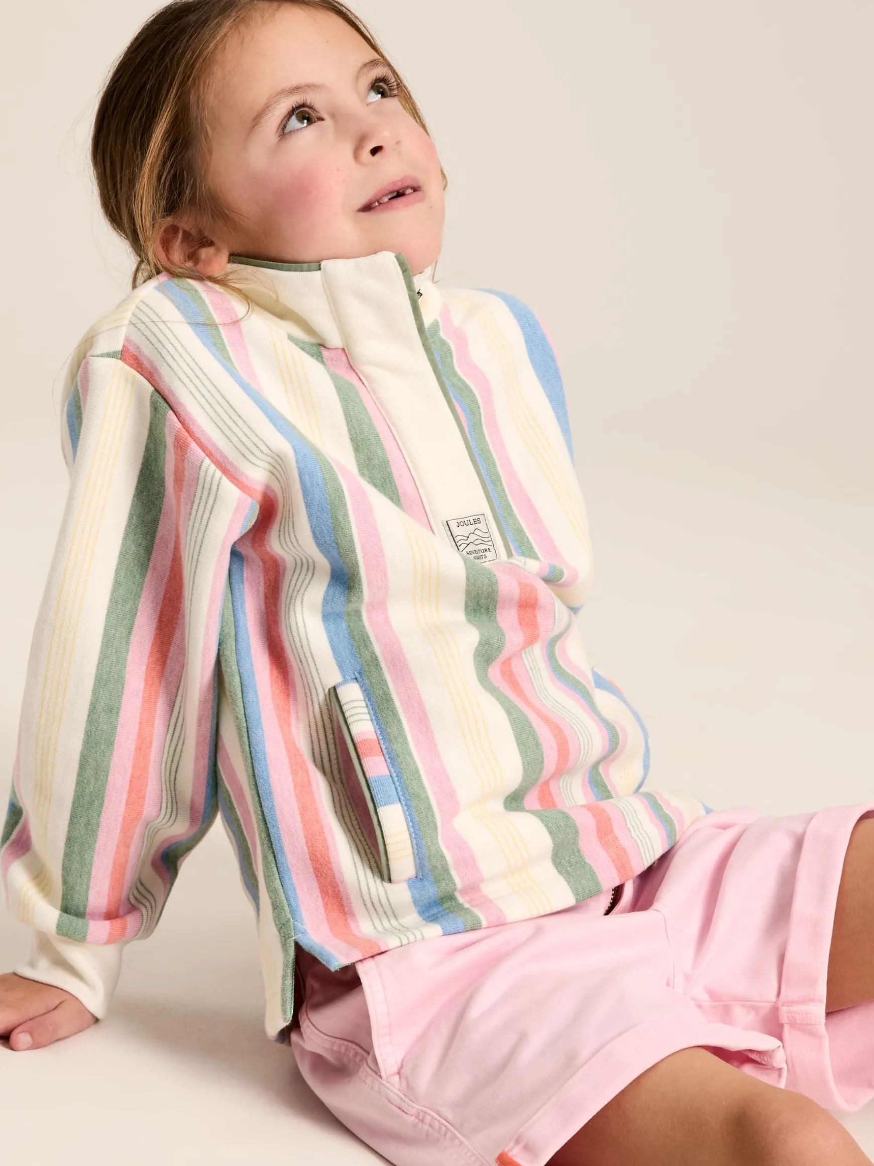Kids' Burnham Multi Stripe Funnel Neck Sweatshirt