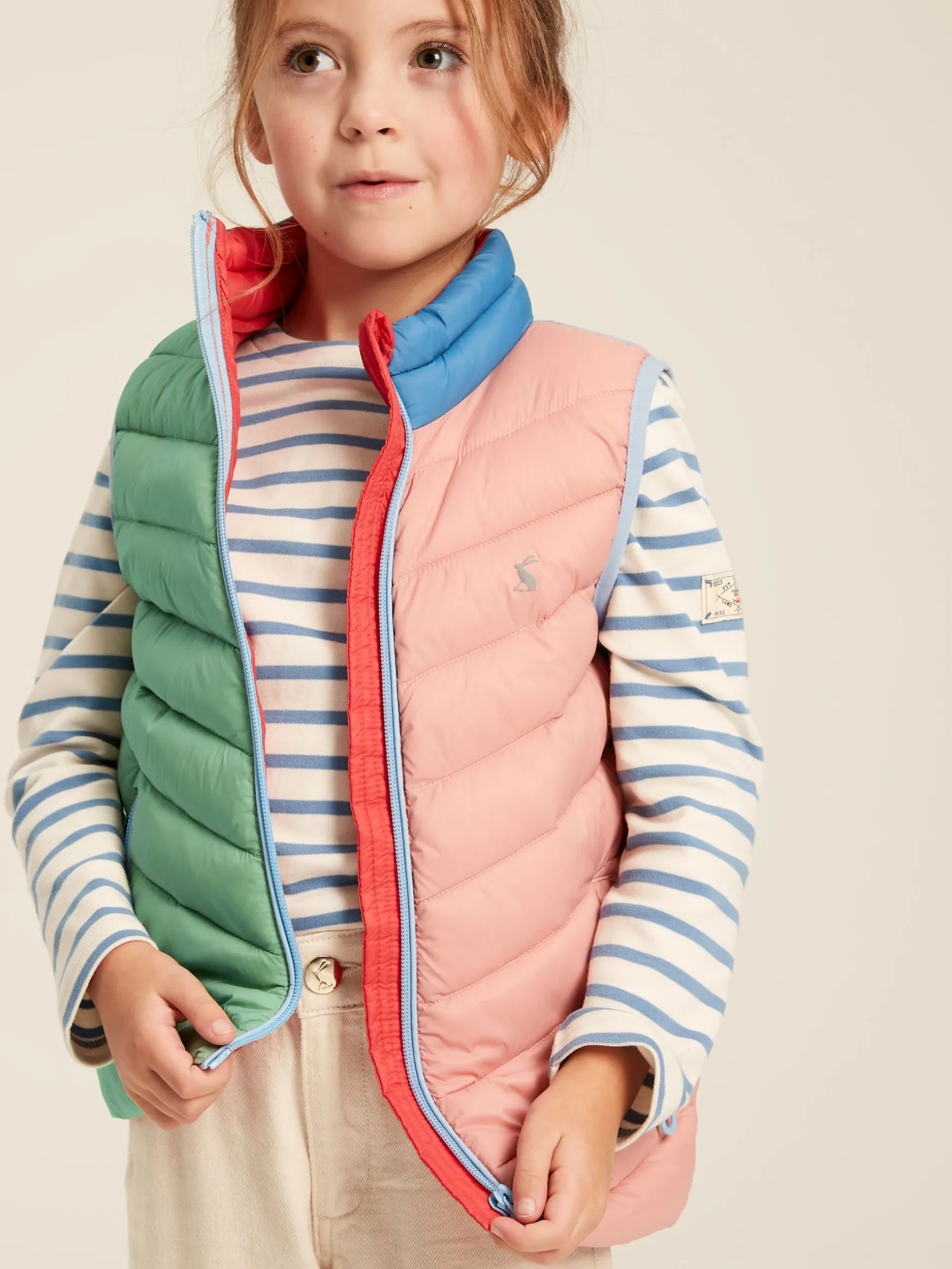 Kids' Crofton Pink Hotchpotch Showerproof Quilted Gilet