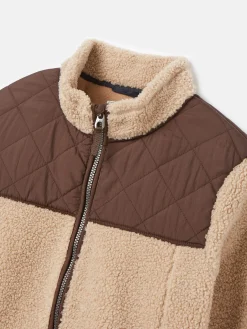 Kids' Eddington Brown & Natural Zip Through Fleece Jacket