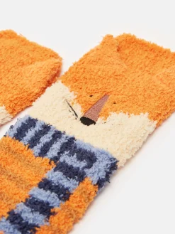 Kids' Fluffy Orange Character Socks