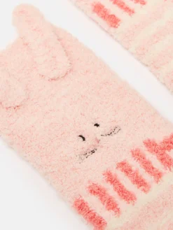 Kids' Fluffy Pink Character Socks