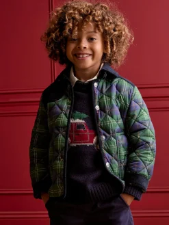 Kids' Freddie Green Check Quilted Checked Jacket