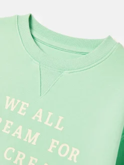 Kids' Sundaze Green Crew Neck Slogan Sweatshirt