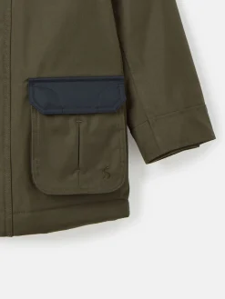 Kids' Ultimate Khaki Green Waterproof Coat with Quilted Lining