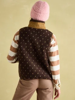 Lilah Chocolate Brown Printed Gilet