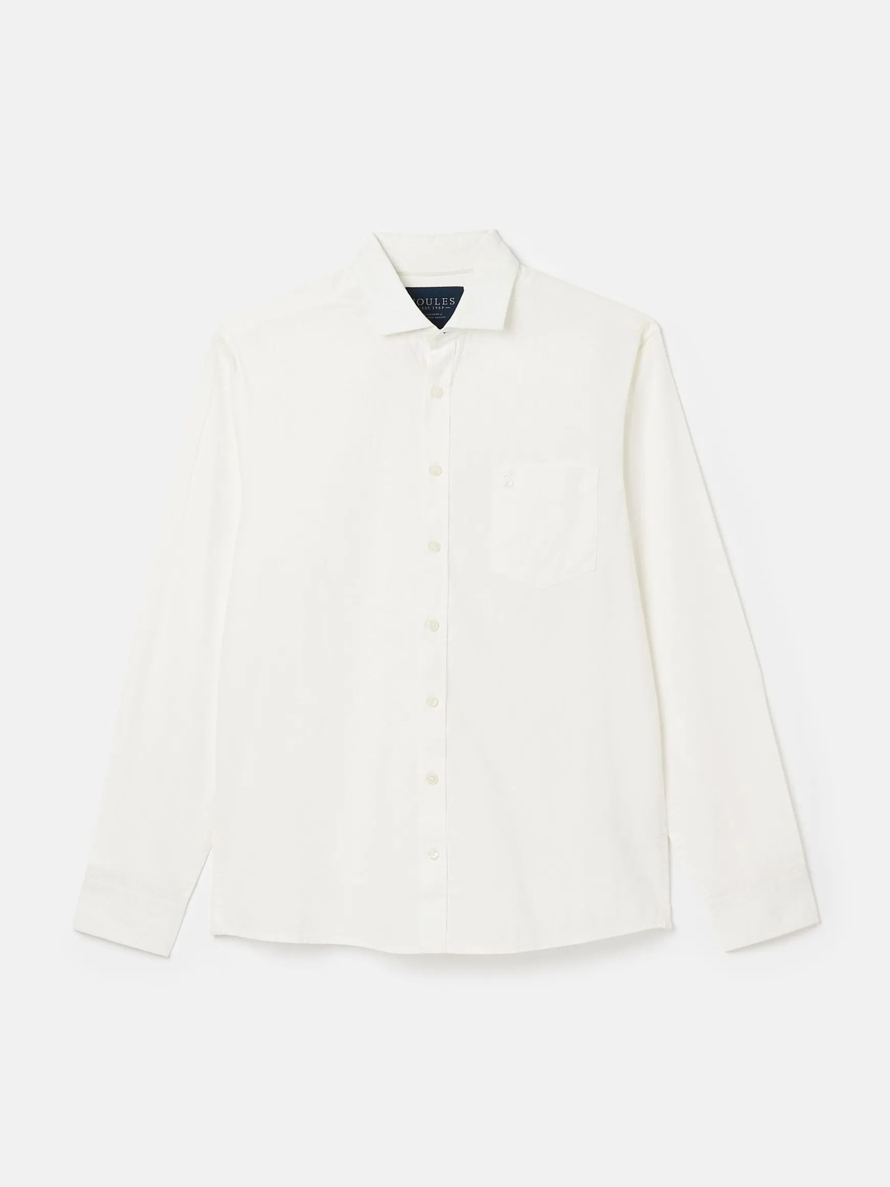 Linen Blend White Plain Long Sleeve Shirt