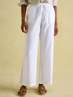 Linen Blend White Trousers