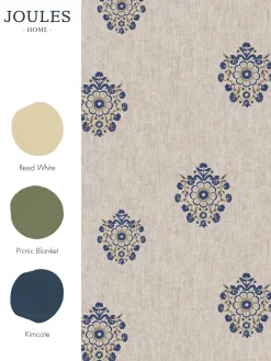 Linen Blue Grove Motif Print 10M Wallpaper