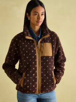Lottie Chocolate Brown spot Borg Fleece Jacket