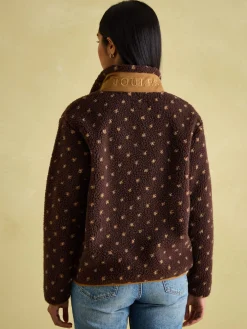 Lottie Chocolate Brown spot Borg Fleece Jacket