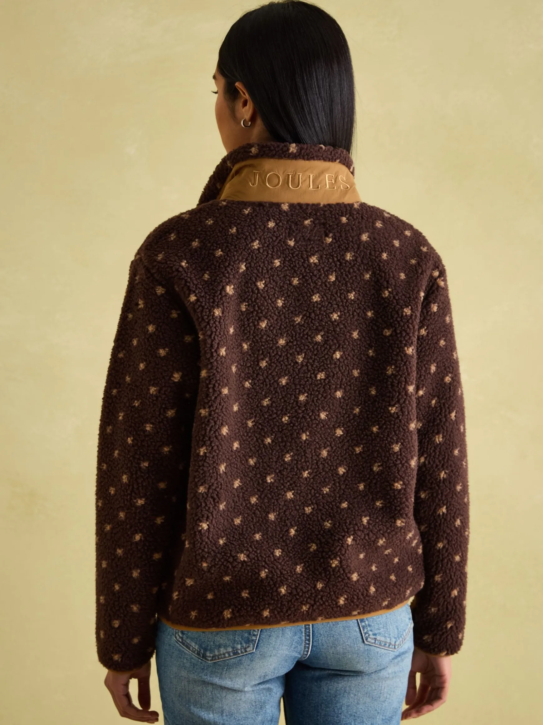 Lottie Chocolate Brown spot Borg Fleece Jacket