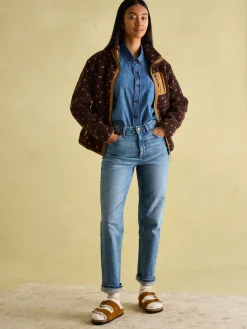 Lottie Chocolate Brown spot Borg Fleece Jacket