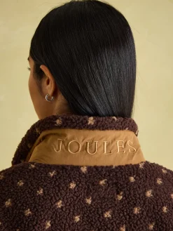 Lottie Chocolate Brown spot Borg Fleece Jacket
