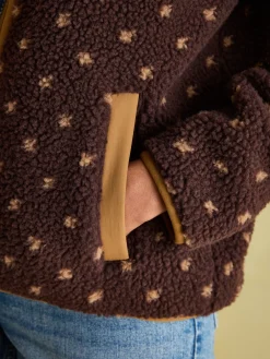 Lottie Chocolate Brown spot Borg Fleece Jacket