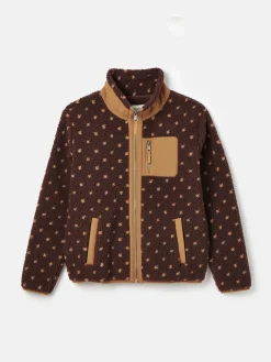 Lottie Chocolate Brown spot Borg Fleece Jacket
