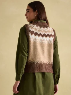Lowry Brown Knitted Fair Isle Vest