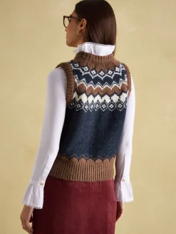 Lowry Cream/Navy Knitted Fair Isle Vest
