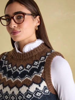 Lowry Cream/Navy Knitted Fair Isle Vest