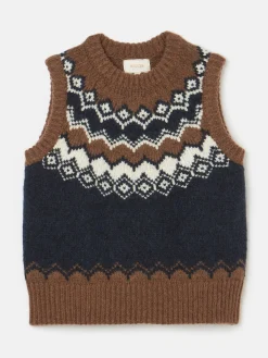 Lowry Cream/Navy Knitted Fair Isle Vest